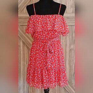 B. Smart Red and White Ruffled  Sundress with Flowers. (Size 7)